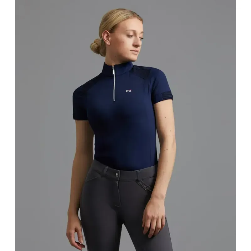 Premier Equine Remisa Ladies Technical Short Sleeve Riding Top Navy
