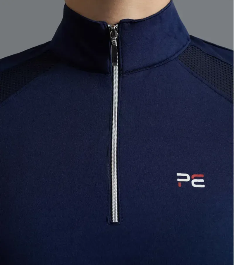 Premier Equine Remisa Ladies Technical Short Sleeve Riding Top Navy-1