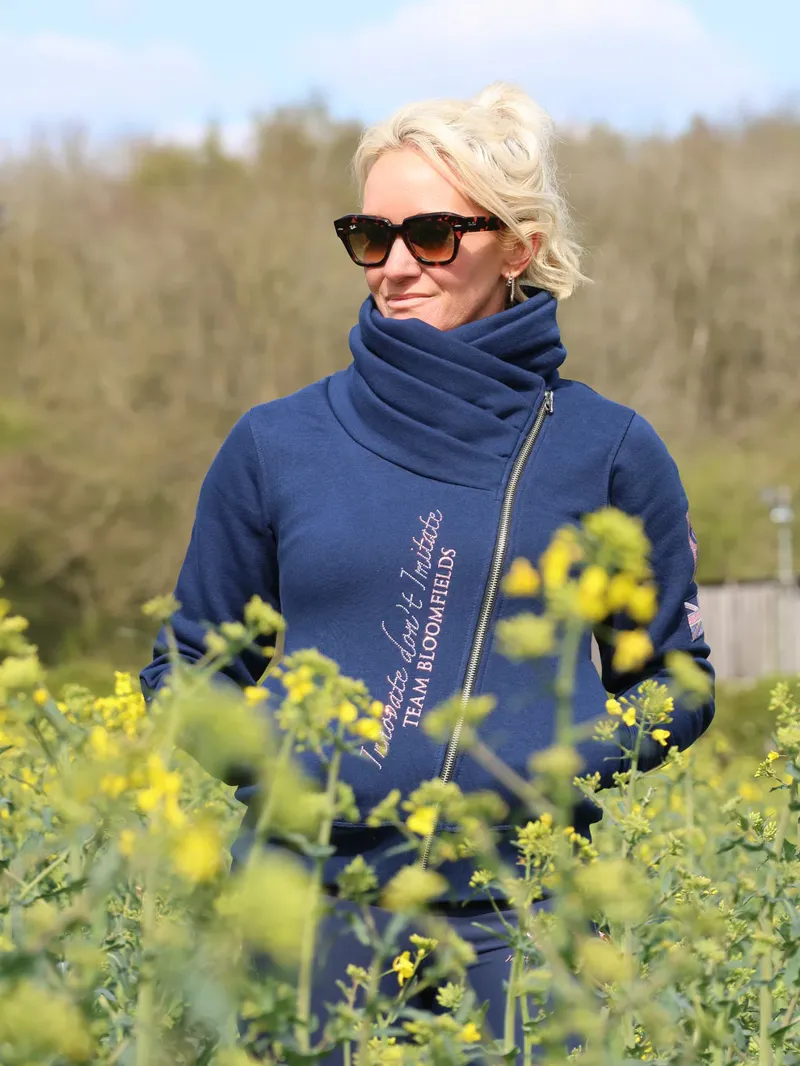 Bloomfields Sabrina Navy and Pink Ruffle Collar Top-5